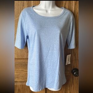 NWT LuLaRoe Women’s Blue Heathered Short Sleeve Stretch Gigi Top. Size Medium